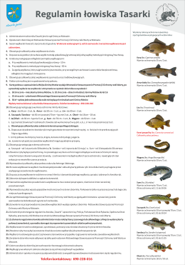 Regulamin łowiska Tasarki