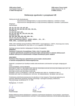 Deklaracja zgodności z przepisami UE