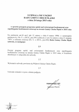 uchwała nr v/34/,2015 rady gminy chełm sląski