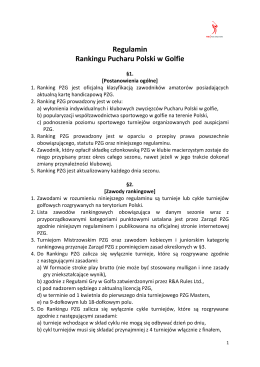Regulamin Rankingu Pucharu Polski w Golfie