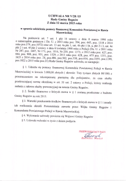 Uchwała Nr V/28/15 udzielenie pomocy finansowej Komendzie