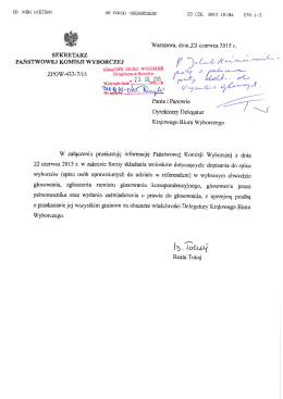 Informacja dotycząca formy składania wniosków dotyczących