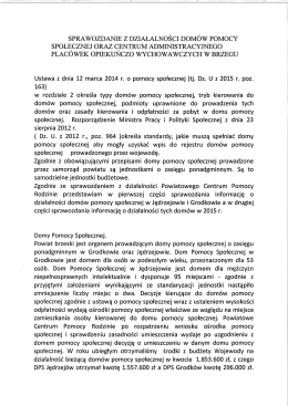 SPRAWOZDANIE Z DZIAŁALNOŚCI DOM&Oacute;W