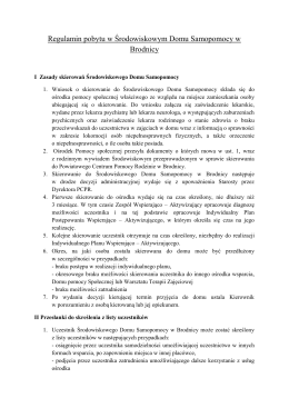 Regulamin pobytu w Środowiskowym Domu Samopomocy w Brodnicy