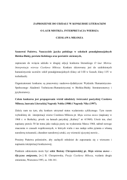 Konkurs Literacki „O laur Mistrza…” 2015/2016