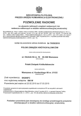 POZWOLENIE RADIOWE