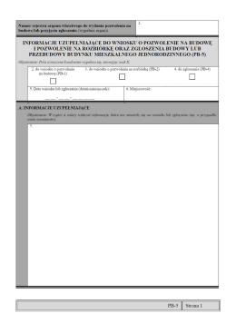 informacje uzupełniające pozwolenie na budowę