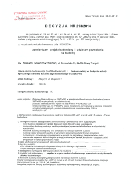 Decyzja - pozwolenie na budowę