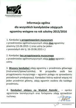 Informacja ogólna dla wszystkich kandydatów zdających egzaminy