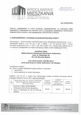 zawiadomienie o wyborze najkorzystniejszej oferty PN71