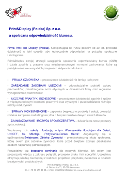 Print&Display (Polska) Sp. z o.o. a społeczna