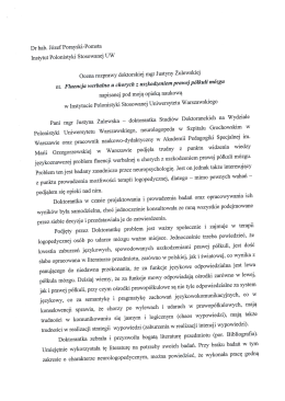 Recenzja prof. Porayski-Pomsta - Wydział Polonistyki Uniwersytetu
