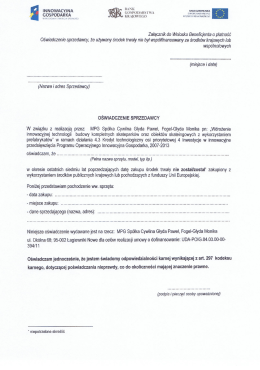 sprzedawcy ze używany środek trwały nie był