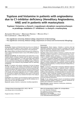 Tryptase and histamine in patients with angioedema due