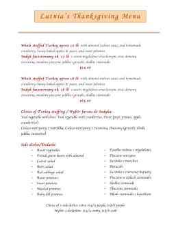 Lutnia`s Thanksgiving Menu