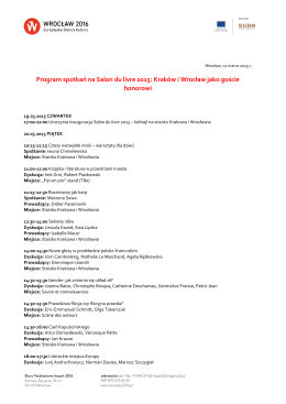 Program spotkań na Salon du livre 2015: Kraków i Wrocław