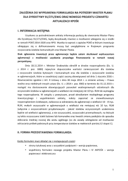 założenia do formularza dot.MasterPlanu
