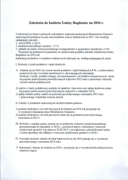 Założenia do budżetu Gminy Bogdaniec na 2016 r.
