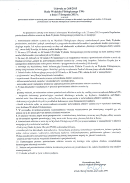 Uchwała nr 26012015 Rady Wydziału Filologicznego UWr z dnia 17