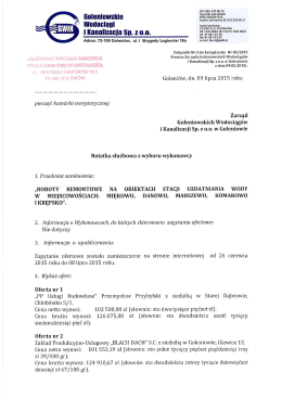 notatka służbowa z wyboru Wykonawcy