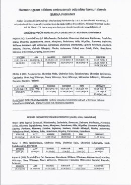 Harmonogram odbioru :mieszanych odpad&oacute;w komunalnych