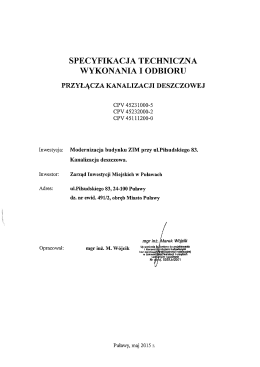 SPECYFIKACJA TECHNICZNA WYKONANIA I ODBIORU