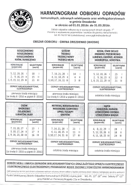 HARMONOGRAM ODBIORU ODPADÓW