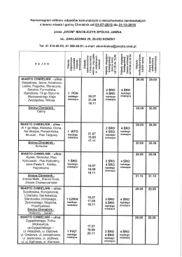 Harmonogram odbioru odpadów komunalnych z