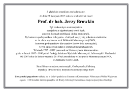 Prof. dr hab. Jerzy Browkin