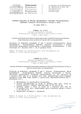 Uchwały przyjete na Walnym Zgromadzeniu Członków