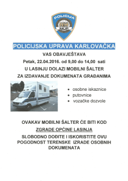 Mobilni &scaron;alter PU Karlovačke