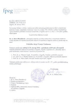 Page 1 Sveučilište u Zagrebu Z Fakultet političkih znanosti KLASA