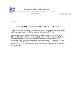 Statement by IMF Resident Representative for Bosnia and