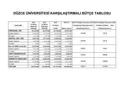 düzce üniversitesi karşılaştırmalı bütçe tablosu
