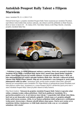 Autoklub Peugeot Rally Talent s Filipem Marešem