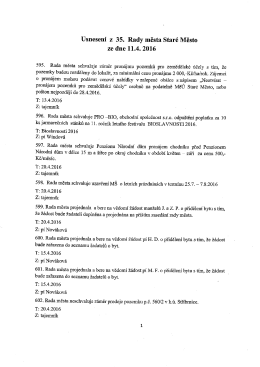 Usnesení z 35. zasedání Rady města Staré Město ze dne 11. 4. 2016