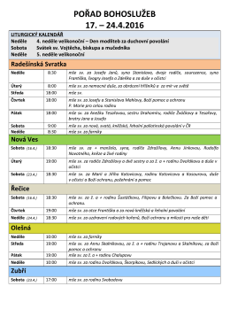 Pořad bohoslužeb  - Farnost Radešínská Svratka