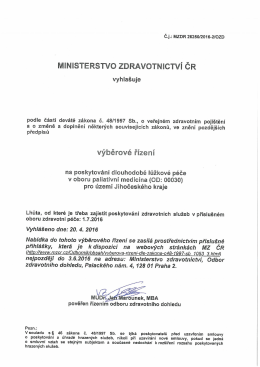 VŘ na poskytování dlouhodobé lůžkové péče v oboru paliativní