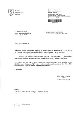 Nařízení státní veterinární správy - včelí mor