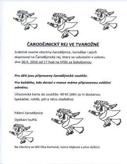 Page 1 ČARODĚJNICKÝ REJ VE TVAROŽNÉ Srdečně zveme