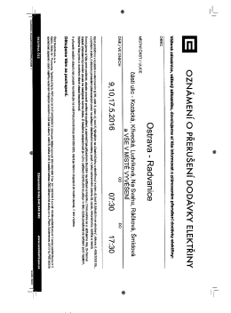 Přeru&scaron;en&iacute; dod&aacute;vek elektřiny