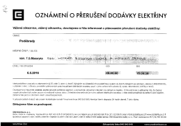 Oznámení o přerušení dodávky elektřiny