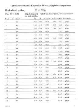 Přijatí uchazeči - Gymnázium Mikuláše Koperníka