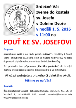 Pouť ke sv. Josefovi v Dolním Dvoře 1. 5. 2016