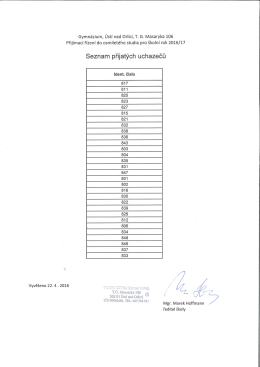 Page 1 Gymnázium, Ústí nad Orlicí, T. G. Masaryka 106 Přijímací