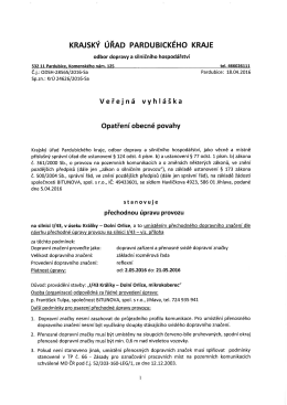 Page 1 KRAJSKÝ ÚŘAD PARDUBICKÉHO KRAJE odbor dopravy a