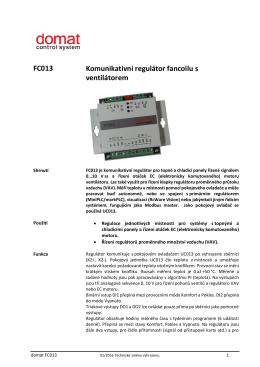 FC013 Komunikativní regulátor fancoilu s ventilátorem