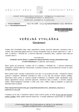 Zpráva o uplatňování Zásad územního rozvoje JčK