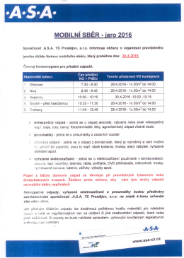 Mobiln&iacute; sběr 30.4.2016