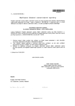 Nařízení Státní veterinární správy